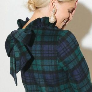 Tuckernuck Faye Blackwatch Plaid Ruffle Collar With Bow Top Sz S